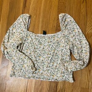 Square Neck Long Sleeve Crop Top